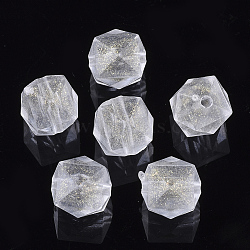 Transparent Acrylic Beads, Glitter Beads, Cube, Faceted, Clear, 10x10x10mm, Hole: 1.5mm(X-TACR-S134-011)