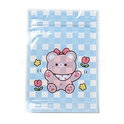 Rectangle Plastic Packaging Zip Lock Bags, with Cartoon Animal Pattern, Top Self Seal Pouches, Bear, 12x7.5x0.15cm, Unilateral Thickness: 2.5 Mil(0.065mm)(OPP-K001-05A)