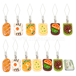 12Pcs 6 Style 304 Stainless Steel Threaders, with Resin Food Pendant, Mixed Color, 62mm, 2pcs/style(DIY-AB00052)