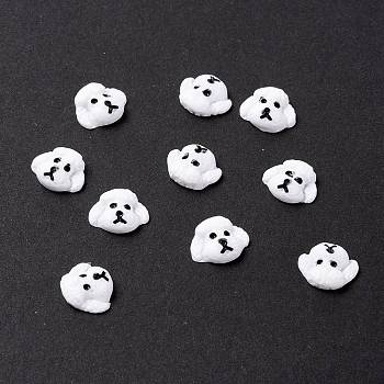 Opaque Manicure Resin Cabochons, Poodle Head, White, 10x8.5x3mm