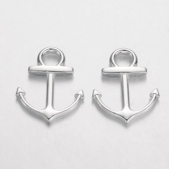Alloy Pendants, Cadmium Free & Nickel Free & Lead Free, Anchor, Silver Color, 19x15x2mm, hole: 3mm