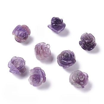 Natural Amethyst Beads, Rose, 13~15x11~13mm, Hole: 1.4mm