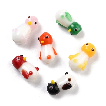 Handmade Lampwork Beads, Cartoon Style, Penguin, Mixed Color, 19~21x13~14x11~12mm, Hole: 1.3~1.8mm