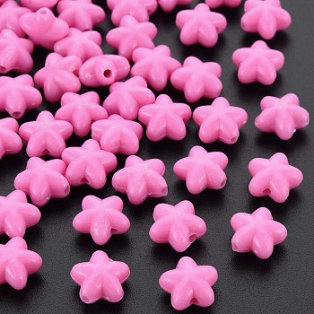 Opaque Acrylic Beads, Star, Hot Pink, 10x10.5x6mm, Hole: 1.6mm, about 1690pcs/500g