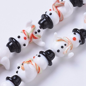 Handmade Lampwork Beads, For Christmas, Snowman, Colorful, 24~25x15~18x10~12mm, Hole: 1.2mm