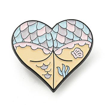 Gothic Sexy Butt Heart Shaped Enamel Pins, Halloween Brooch, for Backpack Clothes, Sky Blue, 28x30.5x1.5mm