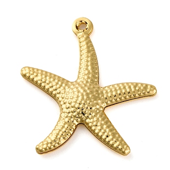 Rack Plating Brass Pendants, Cadmium Free & Lead Free, Long-Lasting Plated, Real 18K Gold Plated, Starfish, 22x20x2mm, Hole: 1mm