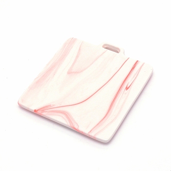 Ceramics Plant Mat, Kitchen Hot Mats, Marble Pattern Ceramic, for DIY Craft Supplies, Square, Pink, 113x104x10mm, Hole: 3x15mm