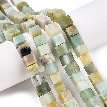 Natural Flower Amazonite Beads Strands, Cube, 8~8.5x8~8.5x8~8.5mm, Hole: 1.2mm, about 47~49pcs/strand, 15.35~15.79'''(39~40.1cm)