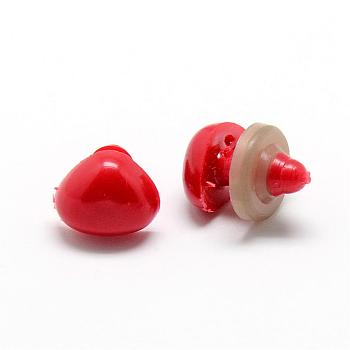 Craft Plastic Doll Noses, Safety Noses, Red, 11x14mm, Pin: 6mm