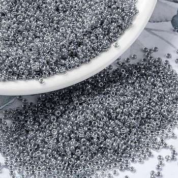 MIYUKI Round Rocailles Beads, Japanese Seed Beads, 15/0, (RR240) Gray Lined Crystal, 1.5mm, Hole: 0.7mm, about 5555pcs/10g