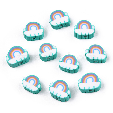 Light Sea Green Rainbow Polymer Clay Beads