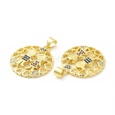 Brass Micro Pave Cubic Zirconia Pendants(KK-H441-32G)-3