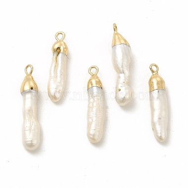 Light Gold White Column Keshi Pearl Pendants