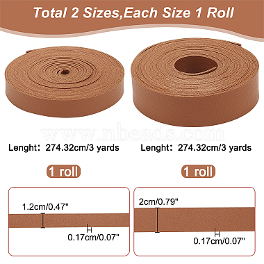 WADORN 2 Rolls 2 Styles 3 Yards Double Face Imitation Leather Cord(LC-WR0001-01B)-2