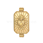 304 Stainless Steel Connector Charms, Octagon with Sacred Heart, Ion Plating(IP), Real 18K Gold Plated, 34x18x5mm, Hole: 1.8mm(STAS-OY010-46G)