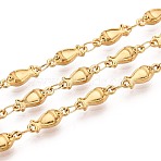 5M 304 Stainless Steel Fish Link Chains, Soldered, with Spool, Ion Plating(IP), Real 18K Gold Plated, 11x4x2.5mm(CHS-T071-47G)