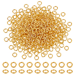 Brass Open Jump Rings, Round, Golden, 6x1mm, 18 Gauge, about 4mm inner diameter, about 490pcs/bag, Packing Size: 74x105mm(KK-PH0006-6mm-G)
