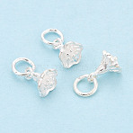 925 Sterling Silver Flower Charms, with 925 Stamp, Silver, 9x7x6.5mm, Hole: 4mm, Jump Ring: 5x0.5mm, Inner Diameter: 4mm(STER-T009-11S)