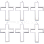 10Pcs 304 Stainless Steel Open Back Bezel Pendants, For DIY UV Resin, Epoxy Resin, Pressed Flower Jewelry, Cross, Stainless Steel Color, 32.5x22x3mm, Hole: 2mm(STAS-SC0009-32)