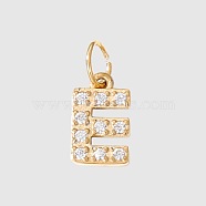Stainless Steel Cubic Zirconia Pendants with Jump Rings, Real 14K Gold Plated, Long-Lasting Plated, Letter E, 8mm(FIND-PW0024-08E)