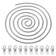DIY Chain Bracelet Necklace Making Kit, Including 304 Stainless Steel Cuban Link Chain, Oval 316 Surgical Stainless Steel Lobster Claw Clasps, Stainless Steel Color, Chain: 7.5x6x3mm, 2m/bag(STAS-YS0001-01)