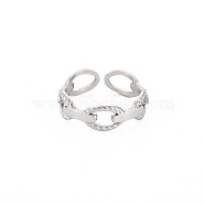 304 Stainless Steel Cable Chain Shape Open Cuff Ring for Women, Stainless Steel Color, US Size 6 3/4(17.1mm)(RJEW-S405-178P)