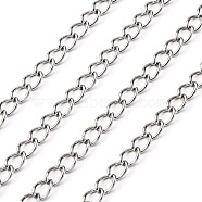 304 Stainless Steel Curb Chains, with Spool, Unwelded, Stainless Steel Color, 5x3.8x0.8mm, about 82.02 Feet(25m)/roll(CHS-Q001-22)