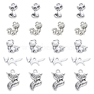 SUNNYCLUE 100Pcs 5 Style Tibetan Style Alloy Pendants, Cadmium Free & Nickel Free & Lead Free, Fox, Antique Silver, 15~23.5x12~20x2.5~4mm, Hole: 1.2~2mm, 20pcs/style(PALLOY-SC0003-96)