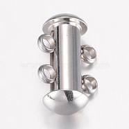 304 Stainless Steel Slide Lock Clasps, Peyote Clasps, 2 Strands, 4 Holes, Tube, Stainless Steel Color, 15x10x6.5mm, Hole: 1.8mm(X-STAS-G071-51P)