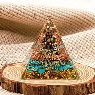 Orgonite Pyramid Resin Energy Generators, Reiki Synthetic Turquoise Chips Inside for Home Office Desk Decoration, 50x50x50mm(WG30093-21)