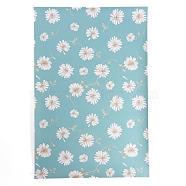Daisy Flower Printed PVC Leather Fabric Sheets, for Earrings Making Craft and Hair Accessories Making, Medium Turquoise, 30x20x0.07cm(DIY-WH0158-61B-08)