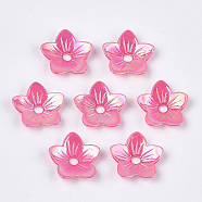 Opaque AS Plastic Bead Caps, 5-Petal, Pearlized, Flower, Hot Pink, 32x32.5~33x7.5~8mm, Hole: 5.5mm, about 370pcs/500g(MACR-S365-02A)