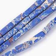 Synthetic Imperial Jasper Bead Strands, Dyed, Cuboid, Cornflower Blue, 12~13.5x4~4.5mm, Hole: 0.8mm, about 29pcs/strand, 14.96 inch~15.19 inch(38~38.6cm)(X-G-E508-02D)