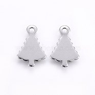 201 Stainless Steel Charms, Stamping Blank Tag, Christmas Tree, Stainless Steel Color, 14x9x0.8mm, Hole: 1.4mm(STAS-E438-51P)