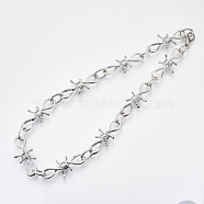 Alloy Barb Wire Necklaces, with Lobster Claw Clasp, Platinum, 19.1 inch(48.5cm)(NJEW-R254-01A-P)