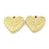 304 Stainless Steel Pendants, Heart with Wing Charm, Real 14K Gold Plated, 16x18x3.5mm, Hole: 1.4mm(STAS-P356-16G)