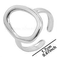 Vintage Stainless Steel Couple Rings, Hollow Oval Open Cuff Rings for Men and Women, Stainless Steel Color(IG5730-1)