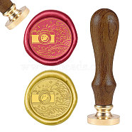 DIY Wood Wax Seal Stamp, Ocean Themed Pattern, 83x22mm, Head: 7.5mm, Stamps: 25x14.5mm(AJEW-WH0131-280)