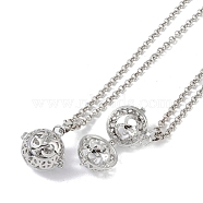 Brass Pendant Necklaces, Iron Rolo Chains, Round, Platinum, 32.80 inch(833mm)(NJEW-G089-15E-P)