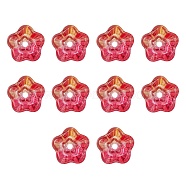 Transparent Electroplate Glass Beads, Trumpet Flower, Tomato, 8.5x8x5.5mm, Hole: 1mm(EGLA-FS0001-38A)