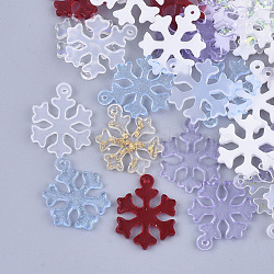 Resin Pendants, Mixed Style, Christmas, Snowflake, Mixed Color, 19.5x14.5x1.5mm, Hole: 1mm(X-RESI-T040-004)