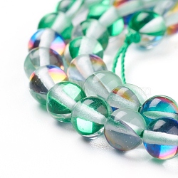 Synthetic Moonstone Beads Strands, Holographic Beads, Dyed, Round, Medium Sea Green, 6mm, Hole: 1mm, about 60~62pcs/strand, 14~15 inch(G-R375-6mm-B14)