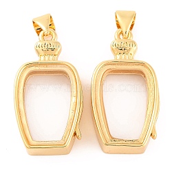 Rack Plating Brass Locket Pendants, with Plastic, Cadmium Free & Lead Free, Long-Lasting Plated, Real 18K Gold Plated, 25x13x7mm, Hole: 4x3mm(KK-F874-01G-10)