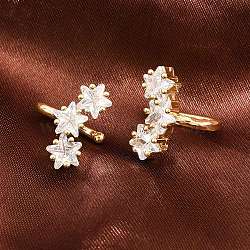 Brass Micro Pave Clear Cubic Zirconia Cuff Earrings, Star, Lead Free & Cadmium Free, Long-Lasting Plated, Rack Plating, Real 18K Gold Plated, 13.5x17x14mm(EJEW-G471-40G)