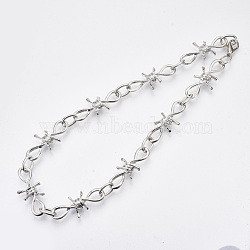 Alloy Barb Wire Necklaces, with Lobster Claw Clasp, Platinum, 18.50 inch(47cm)(NJEW-R254-01A-P)