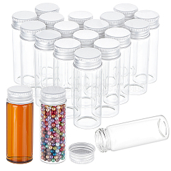20Pcs Glass Bead Containers, with Aluminum Cap, Silver, 8.1x3cm, Capacity: 40ml(1.35fl. oz)(CON-BC0007-31B)