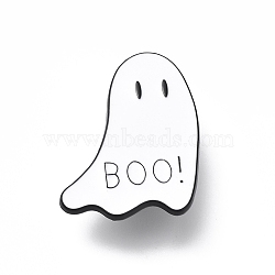 Halloween Ghost Enamel Pin, Electrophoresis Black Alloy Brooch for Backpack Clothes, Electrophoresis Black, 33x25x1.5mm(JEWB-Q027-01EB-01)