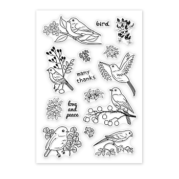 PVC Plastic Stamps, for DIY Scrapbooking, Photo Album Decorative, Cards Making, Stamp Sheets, Bird Pattern, 16x11x0.3cm