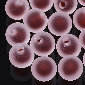 Transparent Acrylic Beads, Rubber Style, Bead in Bead, Half Drilled Beads, Round, Dark Red, 15.5x15mm, Half Hole: 3.5mm